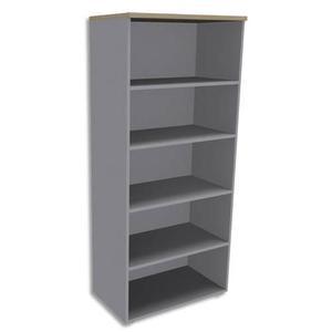 Simmob - Armoire haute ouverte 4 tablettes réglables - Aluminium et top Chêne clair Exprim - Dim : L80 x H180 x P47 cm_0