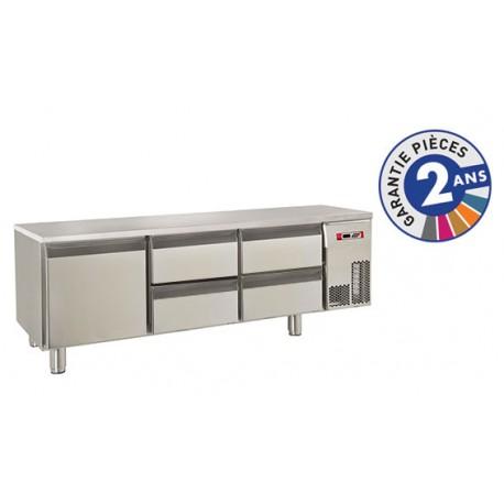 Soubassement réfrigéré sans dessus - 4 tiroirs + 1 porte - 220L - Gamme 650 - Baron - BR16SP03 - Inox AISI 304 - Température -2°C à +10°C_0