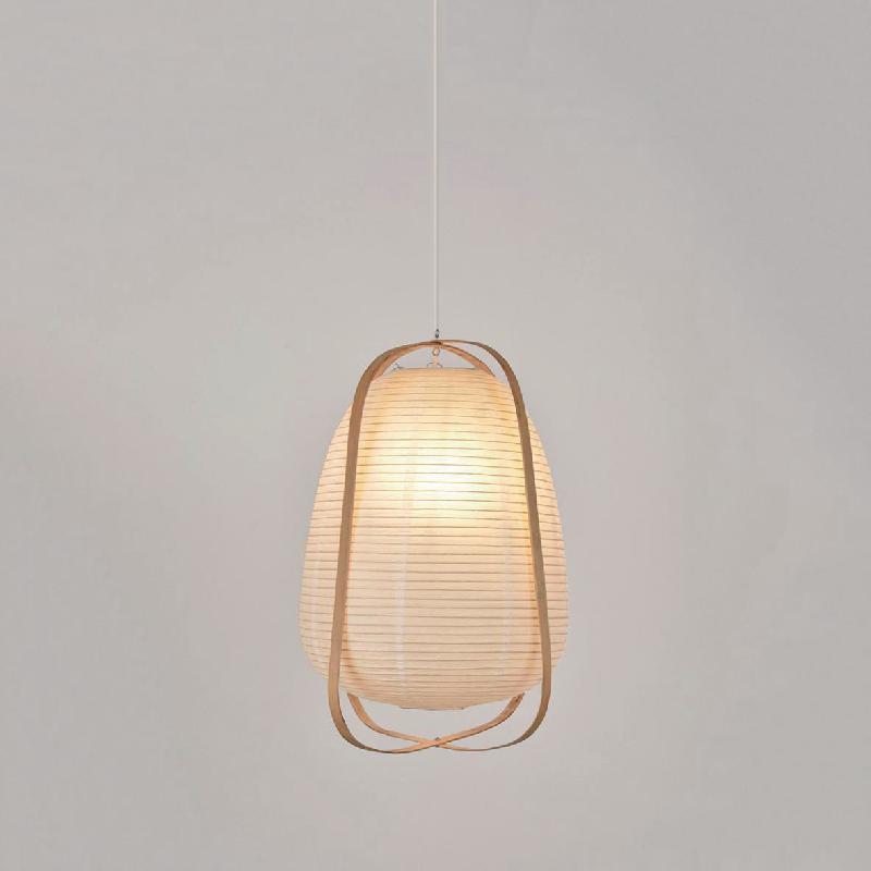 SUSPENSION FORME LANTERNE EN PAPIER JAPONAIS ET STRUCTURE EN BMABOU BLANC - MANUTAN COLLECTIVITÉS