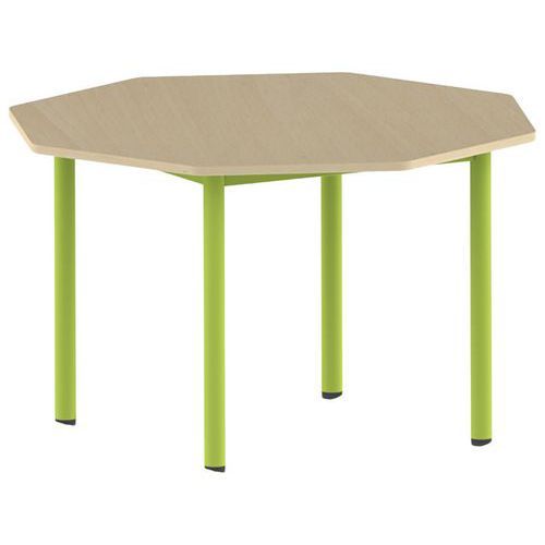TABLE CARÉLIE OCTOG Ø 120 MOBILE T6 STRAT HÊTRE MIEL- VERT - MOBIDECOR