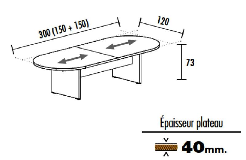 Table de réunion ovale TAK- Mobel Linea - 300, Chêne grisé_0