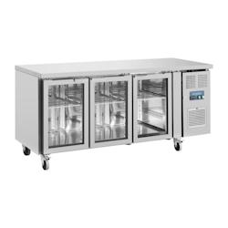 Table Réfrigérée Positive Inox 3 Portes Vitrées GN 1/1 - 358L Froid Ventilé Pro - Polar Série U - UA024_0