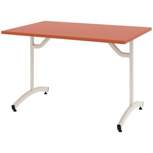 TABLE TIM 180X80 CM T6 - DL - PLAT STRAT ABS - ORANGE DE SIENNE/BLANC - RODET