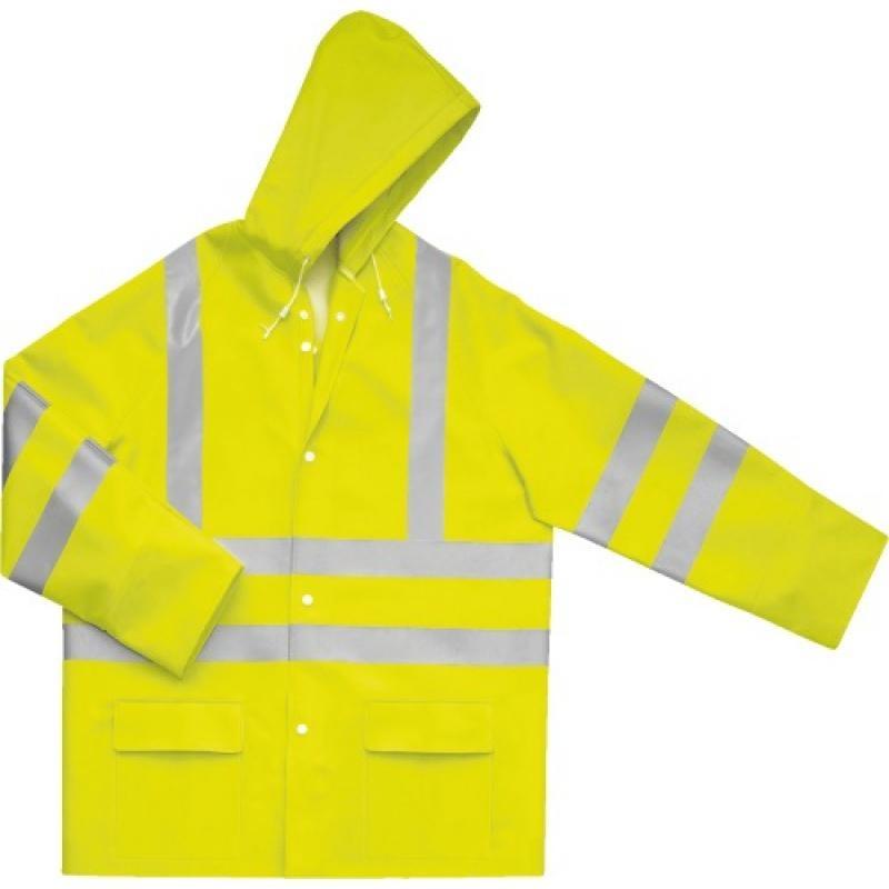 Veste de pluie jaune hv polyester enduit polyuréthane taille m_0