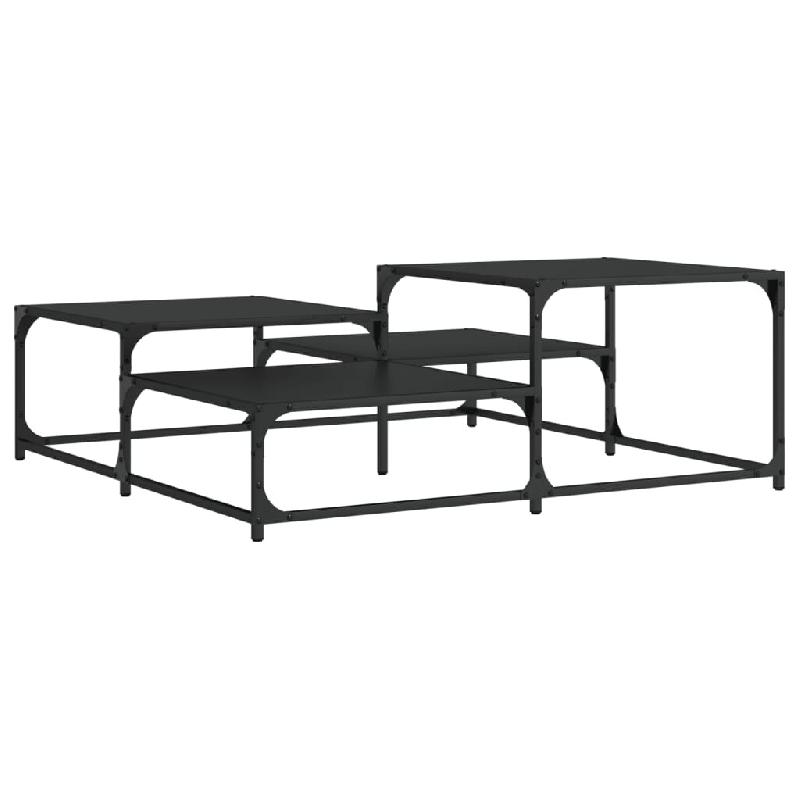 VidaXL Table basse noir 107x107x40 cm bois d'ingénierie Modèle Lofty Métal - 837752_0