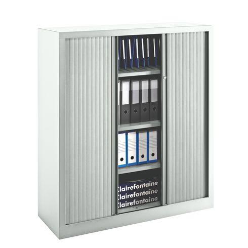 ARMOIRE À RIDEAUX MONOBLOC ECO-CONÇUE CLASSIQUE H 136 X L 120 CM GRIS