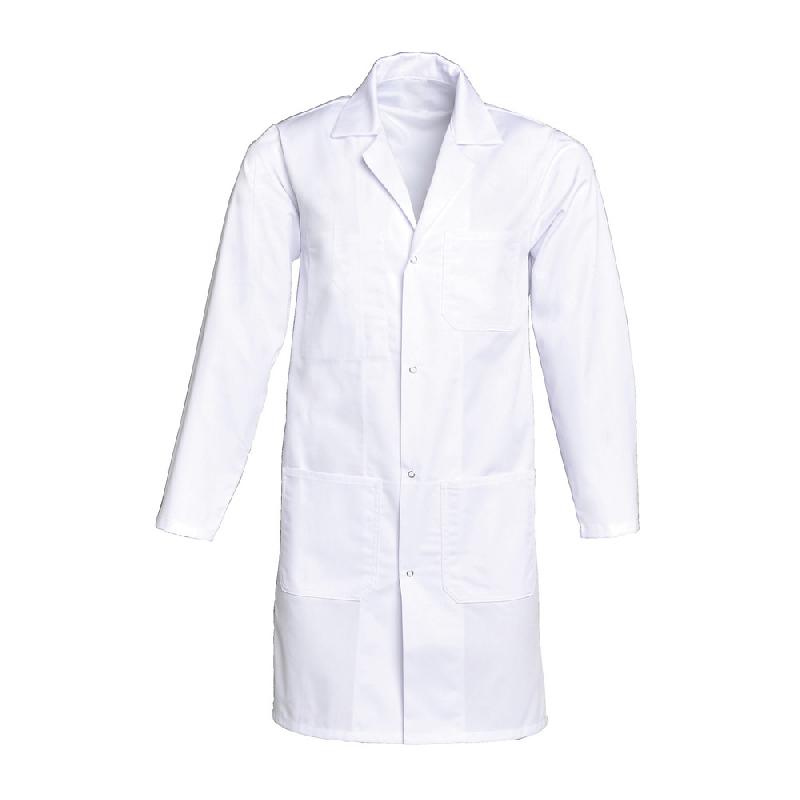 BLOUSE HOMME MANCHES LONGUES POLYCOTON BLANC, TAILLE 52 / 54