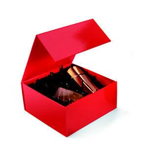 Boîte cadeau carton fermeture aimantée L.22,5 x l.22,5 x H.10,5 cm - Rouge brillant_0