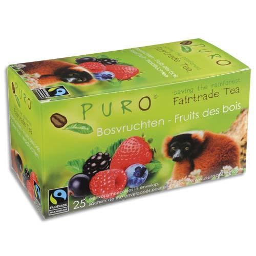 BOÎTE DE 25 SACHETS DE THÉ FRUITS DES BOIS ENVELOPPÉS 2G FAIRTRADE TEA - LOT DE 4