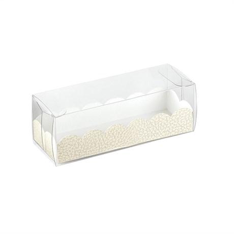 BOÎTE PÂTISSIÈRE + BASE BRISTOL 16X5X5 CM PLASTIQUE TRANSPARENT (VENDU PAR 200)