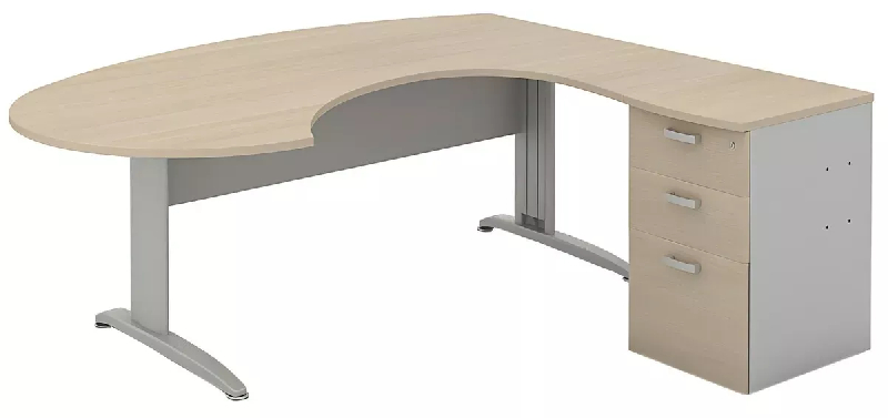 Bureau d'angle compact piètement métal avec caisson hauteur bureau So Borox_0