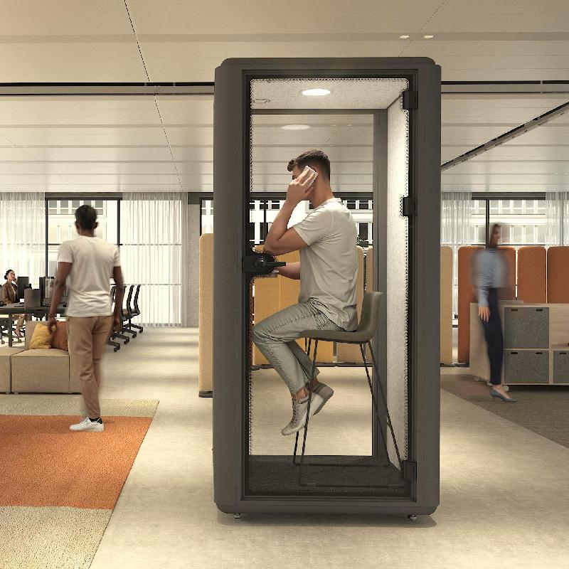 Cabinet acoustique 1 personne Domus - Mobel Linea - Chêne moyen , Gris anthracite , Gris_0