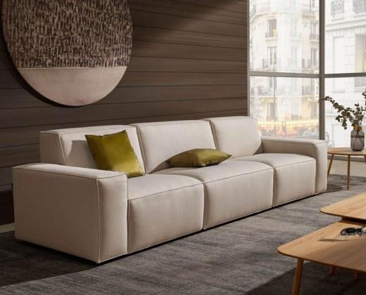 Canapé modulable COOL beige - L356 cm - Pieds bois finition wengé - Référence 8820 FR125_0