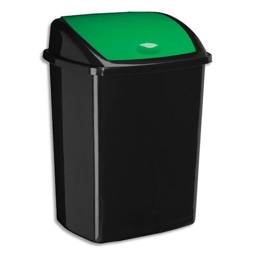 CEP Poubelle de tri sélectif - 50 litres - Polypropylène noir, couvercle vert - 3462159018164_0
