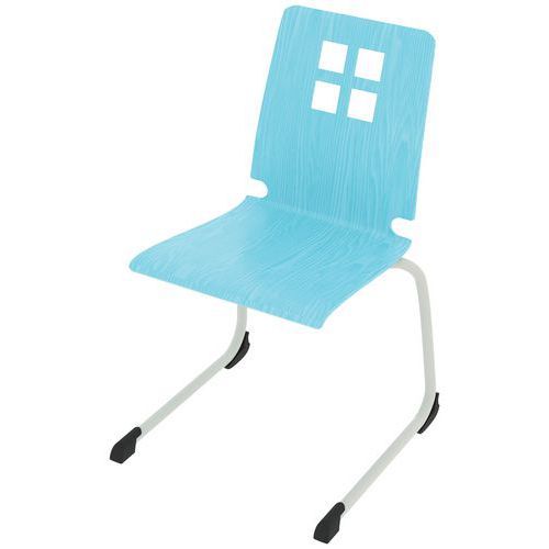 CHAISE COQUE DAMIER PIÈTEMENT LUGE ACIER - BLEU LAGON/BLANC