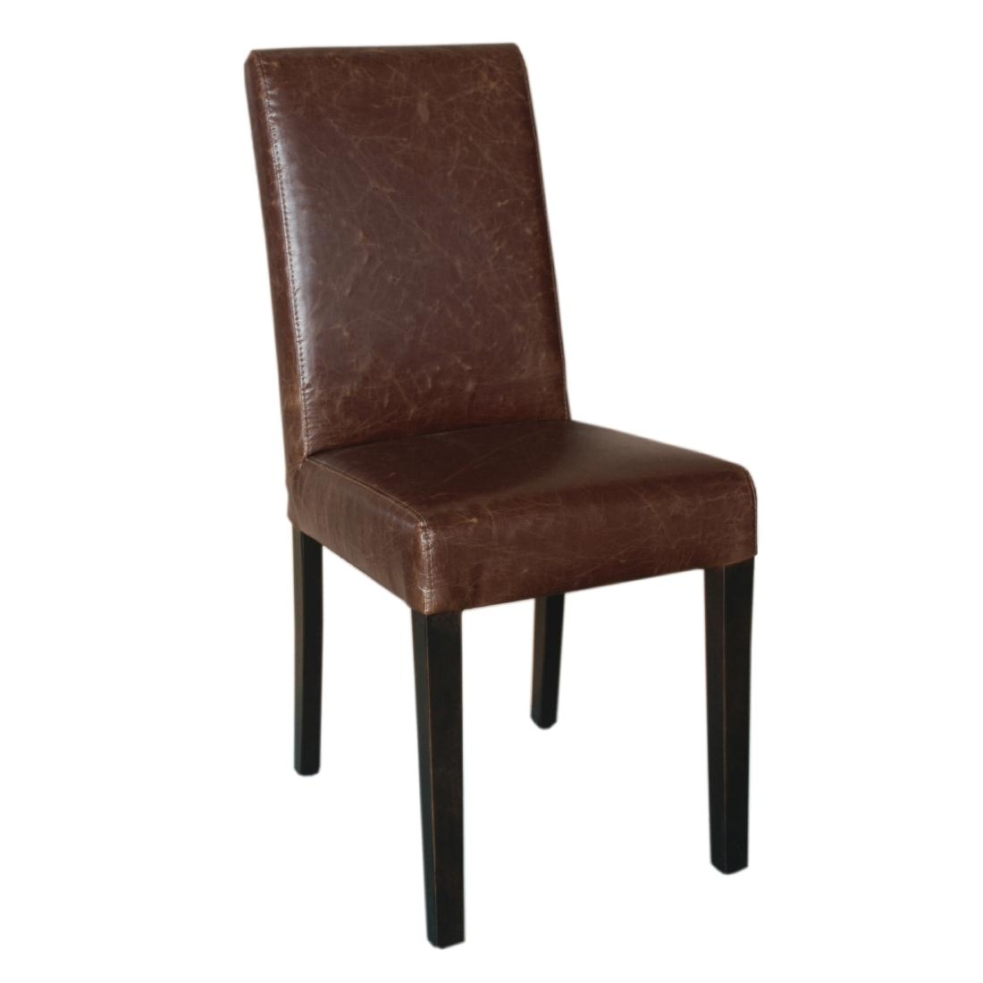 Chaise dossier haut en simili cuir bolero marron patiné x2_0