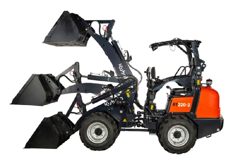 Chargeuse sur pneus Kubota RT220-2 - 19 kW - Hauteur max 2 450 mm - Largeur min 1 080 mm - Poids 2 313 kg_0