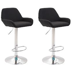 CLP Lot de 2 tabourets de bar Braga en tissu Noir /Chrome - noir textile 316065_0