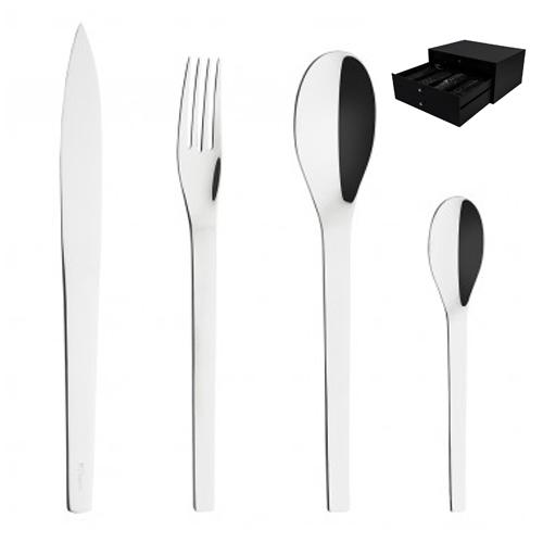 COFFRET MÉNAGÈRE 100 PIÈCES MONOBLOC LAME SCIE N°2 INOX 18/10 - GUY DEGRENNE - MIRAGE
