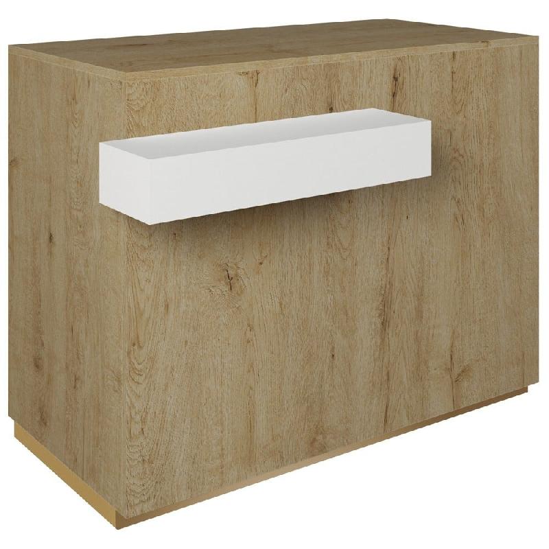 Comptoir 120x60x93,8cm/reposac 70x20xH12cm chêne clair - 2tir.2tabl. Chêne clair_0