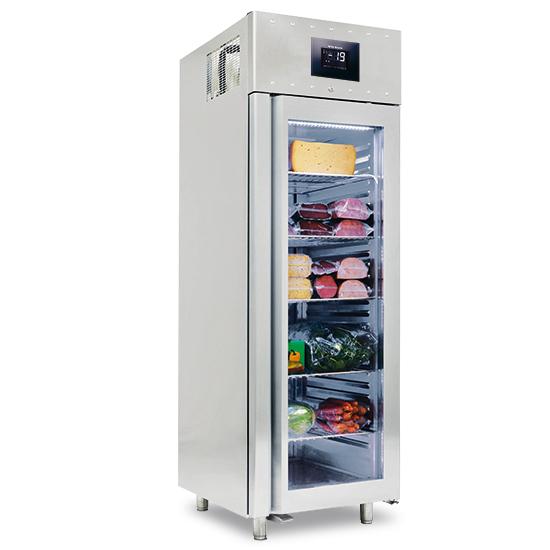 Congélateur 700 litres en inox gn 2/1 avec porte en verre -10°/-22°c isolation 85 mm wifi - 700x810x2150 mm - BMB0029/FN_0