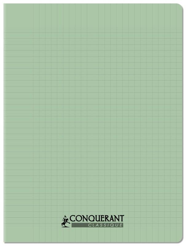 CONQUERANT Lot de 20 Cahier Classique PP piqué 24x32, 48p./24 feuilles 90g/m², Séyès, coloris vert pastel - 3020120254906_0
