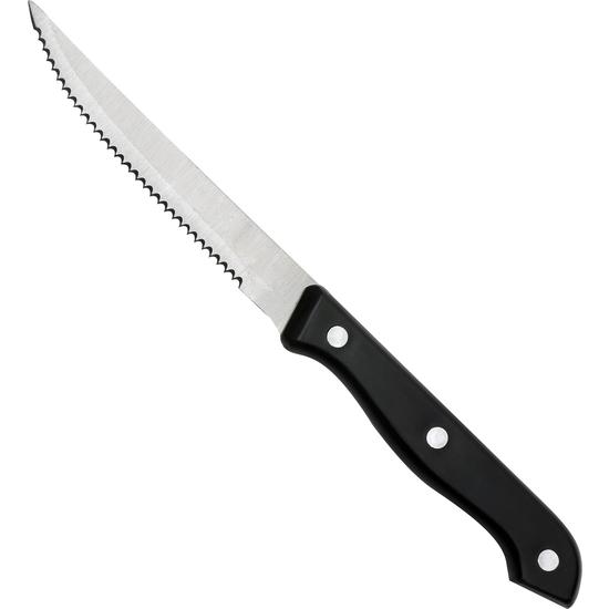 COUTEAU À STEAK MANCHE NOIR EN INOX FINITION MIROIR 23.2CM - LOT DE 12 - COMAS - ECO