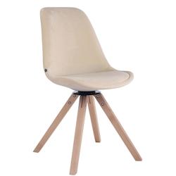 Décoshop26 - Chaise de salle à manger x1 chaise visiteur assise pivotant à 360° en velours crème piètement en bois carré clair 10_0003504 - 300_0