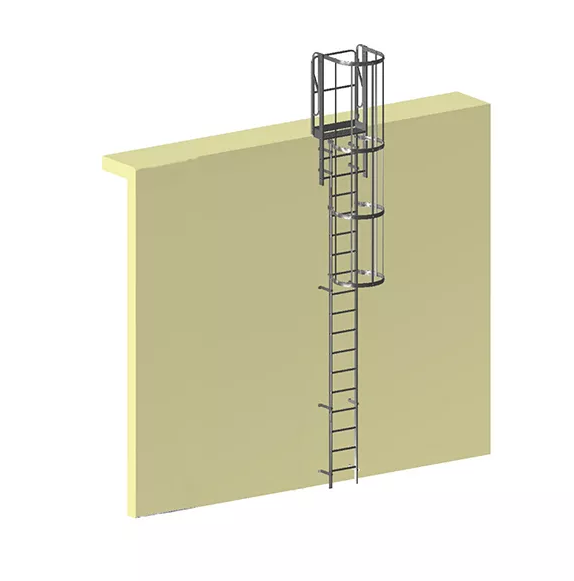 Échelle à crinoline sortie frontale - Inox 316L - Hauteur de 1,96 à 7,60m pour environnements spécifiques_0