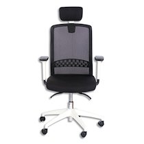 FAUTEUIL SCOTT DOSSIER MAILLE ET ASSISE TISSU NOIR BLANC, CONTACT SYNCHRONE, ACCOUDOIRS RÉGLABLES FOURNIS