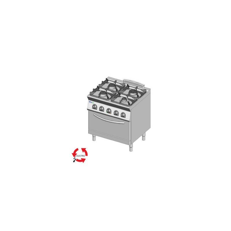 Fourneau professionnel gaz 4 feux - Four électrique ventilé GN1/1 - Gamme 700 - PFG8V7_0
