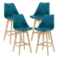 Helloshop26 - Lot de 4 tabourets de bar plastique synthétique hêtre 105x48x58 cm turquoise 03_0008823 - 3001045432693_0