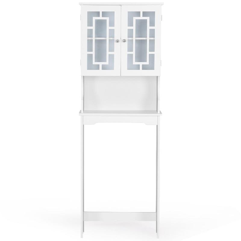 Helloshop26 - Meuble de salle de bain à 2 portes 60 x 20,5 x 170,5 cm grand espace de stockage design moderne en mdf blanc 20_0019342 - 3000232885908_0
