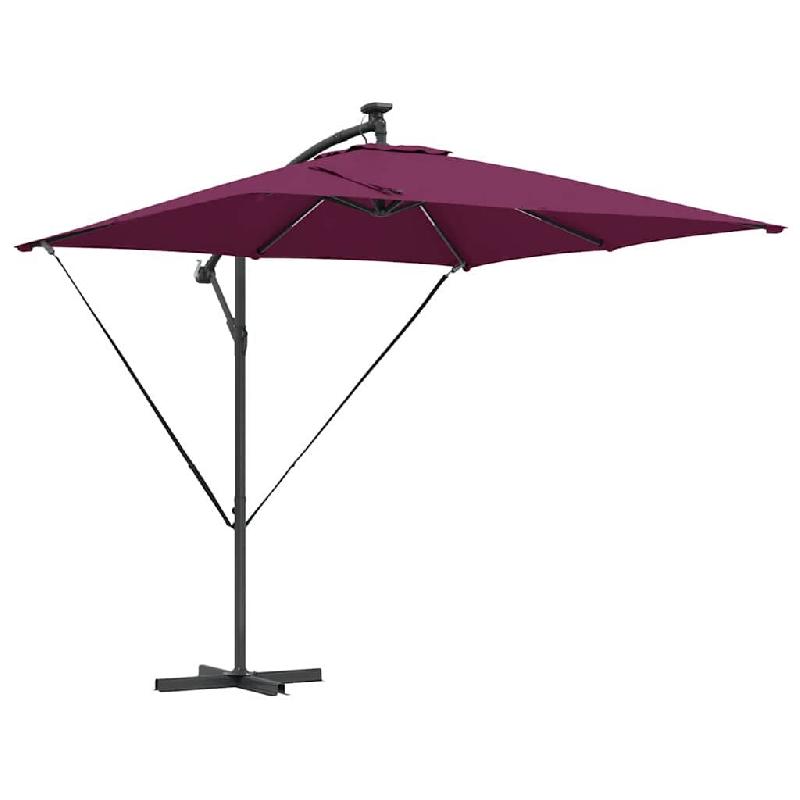 Helloshop26 - Parasol déporté moderne inclinable jardin terrasse 249 x 249 x 250 cm en acier rouge bordeaux 02_0058777 - rouge acier 3000240768071_0