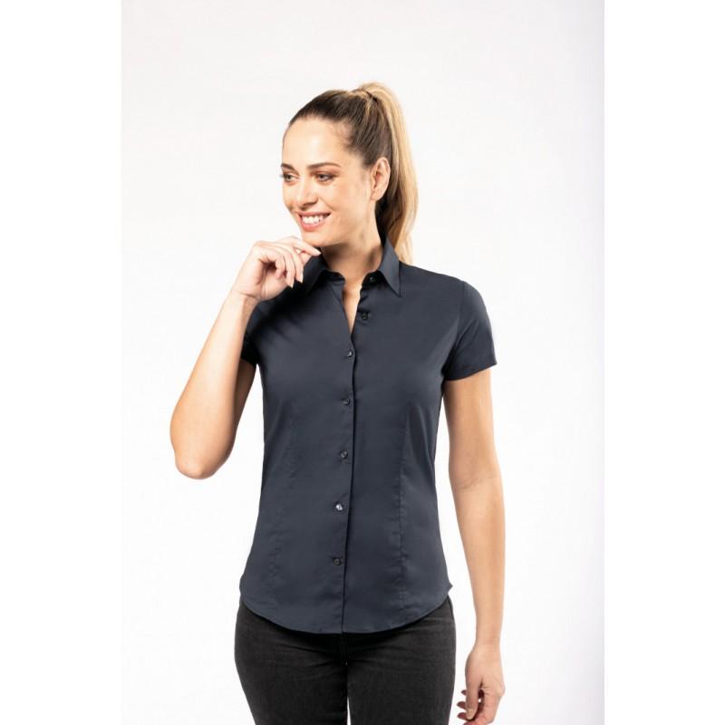 K532 - Chemise de travail femme manches courtes en coton et élasthanne - Stretch et ajustée_0