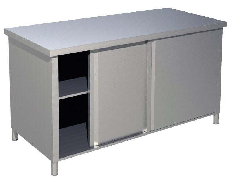 KBS Gastrotechnik KBS Armoire de travail Sans rebord L 150 cm X P 70 cm x 85 cm avec portes coulissantes - inox 90222115_0
