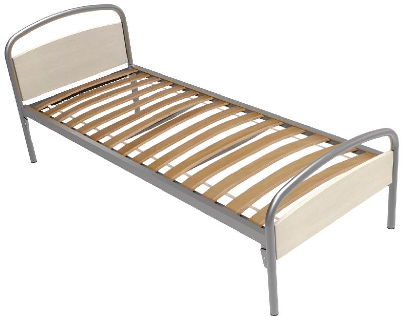 LIT THELIA TÊTE/PIED PANNEAU SOMMIER À LATTES BOIS 90X200CM ALU/PIN CRÈME - MANUTAN COLLECTIVITÉS