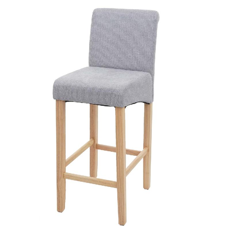 Mendler Tabouret de bar HWC-C33, chaise de bar tabouret de comptoir, bois certifié MVG ~ gris clair, pieds clairs, tissu/textile - gris textile 74630_0