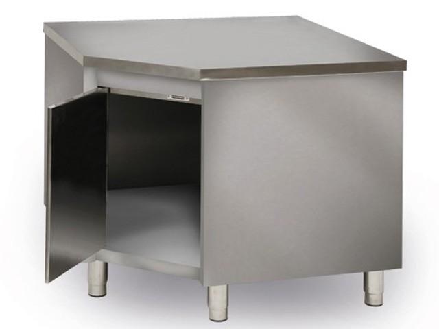 Meuble d'angle inox bas central P 600 mm_0