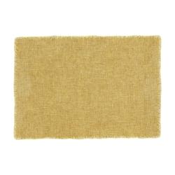 Now's Home - Lot De 4 Sets De Table Franges Tissu Uni Jaune Mimosa 38x54cm Anoki - 3256390248806_0