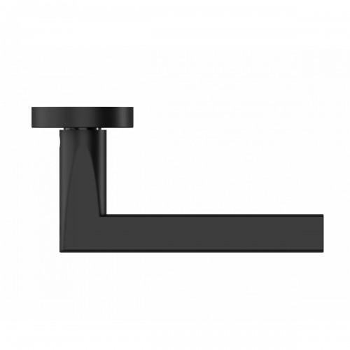 POIGNÉES DE PORTE SUR ROSACES RONDES SÉRIE ER 54 MONTANA - NOIR MAT - BEC DE CANE KARCHER DESIGN