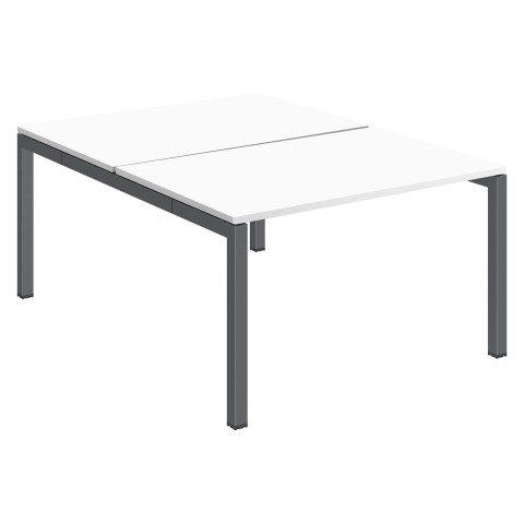 PÔLE 2 BUREAUX DROITS ARKO L 120 X P 168 CM PLATEAUX BLANC PIÈTEMENT MÉTAL ARCHE ANTHRACITE