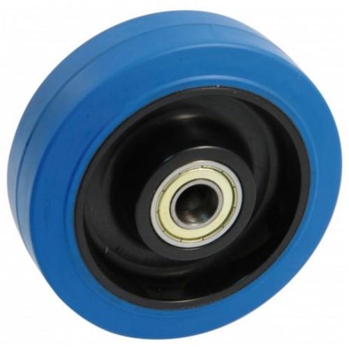 ROUE CAOUTCHOUC BLEU - 125 MM - 250 KG - ROULEMENTS À ROULEAUX INOX AVL