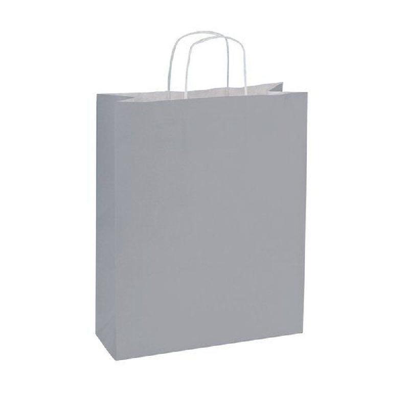 Sac kraft gris poignées torsadées 14x21+8,5cm - par 200 - soufflet latéral et inférieur_0
