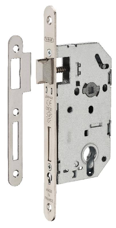 Serrure encastrable pour porte d'entrée - Unimax CE NF QC - Têtère nickelée - Réversible sans démontage_0