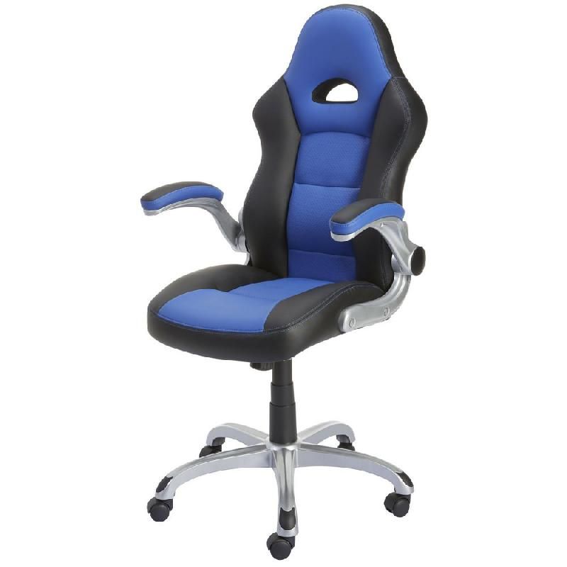 STAPLES FAUTEUIL DE BUREAU FORONI DE STAPLES®, IMITATION CUIR NOIR/BLEU