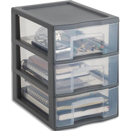 Sundis - Tour plastique Tower A5+ 3 tiroirs - 24,5 x 25,5 x 18,5 cm - Poignée ergonomique et système antichute_0