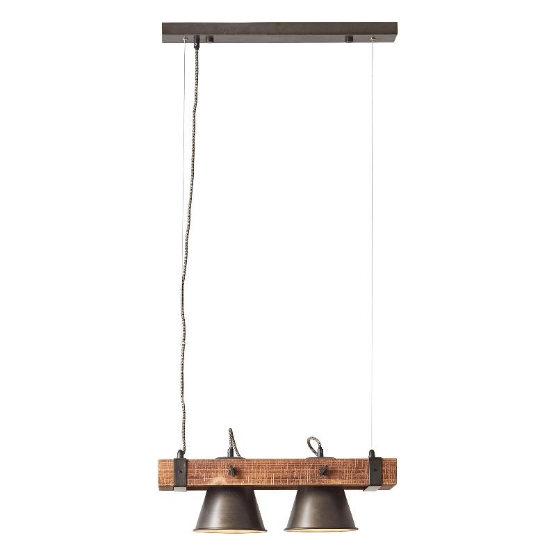 BRILLIANT SUSPENSION PLOW À 2 LAMPES, NOIRE/BOIS FONCÉ