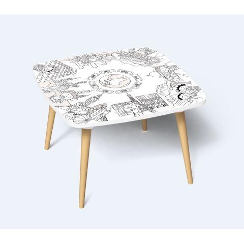 TABLE BASSE KIDS À COLORIER - MOTIF MONUMENTS - LOT DE 2