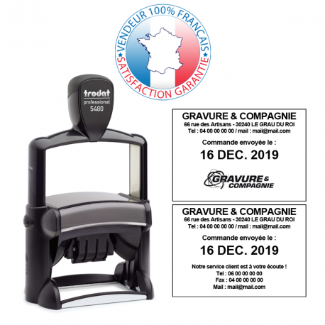 Tampon dateur Trodat Metal Line 5480 - empreinte 4 + 4 lignes 68 x 47 mm offerte - référence 010-trodat-metal-line-5480_0